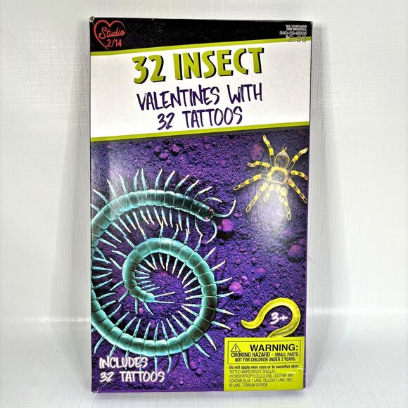 Tattoos Boys Insect Exchange Valentines Bugs Creepy Crawly Paper Magic Group NEW - Picture 1 of 2